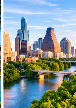 Illustrative skyline artwork representing Austin