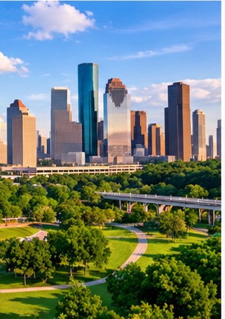 Illustrative skyline artwork representing Houston