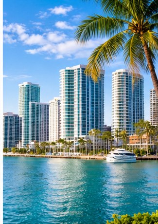 Illustrative skyline artwork representing Miami