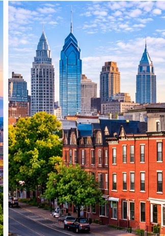 Illustrative skyline artwork representing Philadelphia